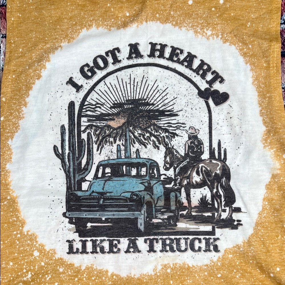 Next Level Apparel Mustard Speckled Tee I Got A Heart Like A Truck - Picture 3 of 4
